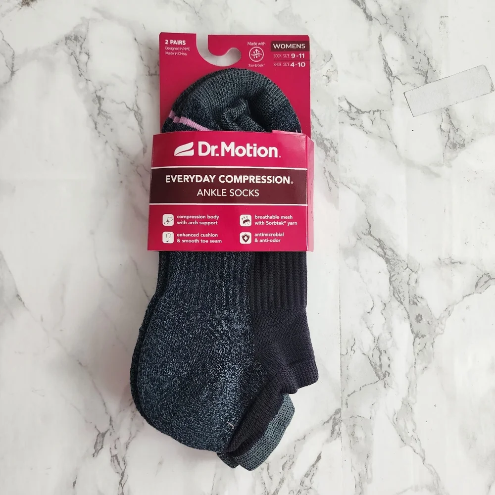 Dr. Motion Ankle Socks 6 Pairs Compression Socks Size Socks 9–11 Shoe 4-10
